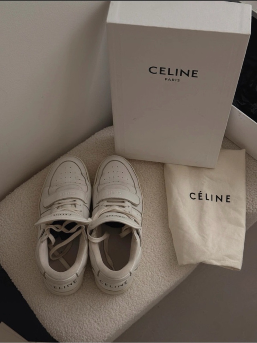 Celine White High-Top Sneakers | Size 40 | Full Set - Picture 13 of 14